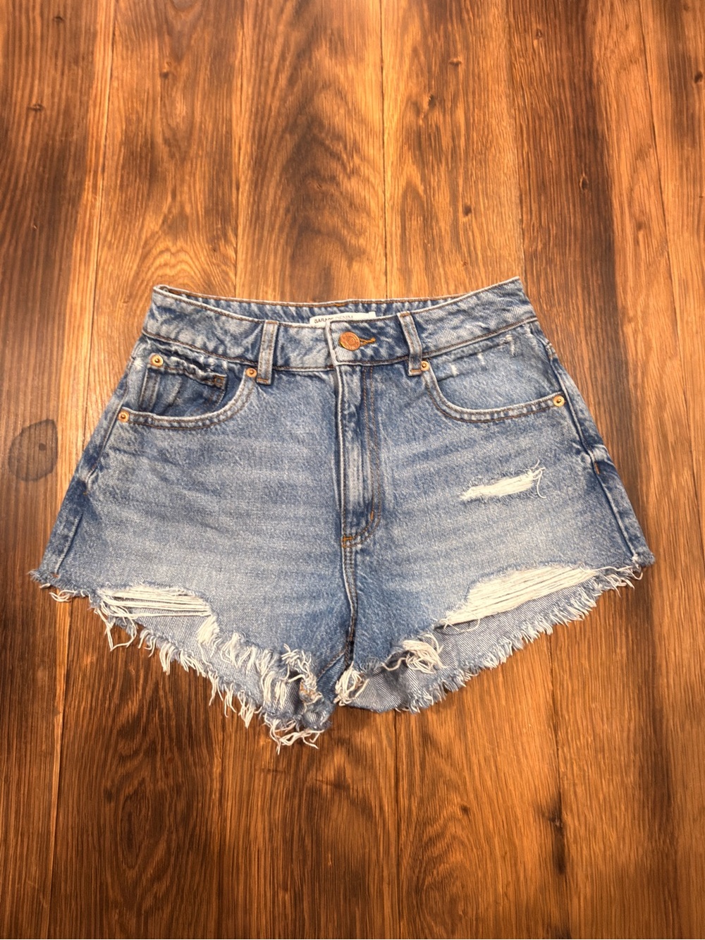 Garage Distressed Light Blue Denim Jean Shorts